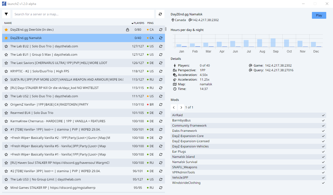 Screenshot of the launcher